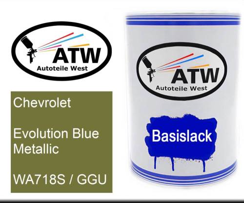 Chevrolet, Evolution Blue Metallic, WA718S / GGU: 500ml Lackdose, von ATW Autoteile West.